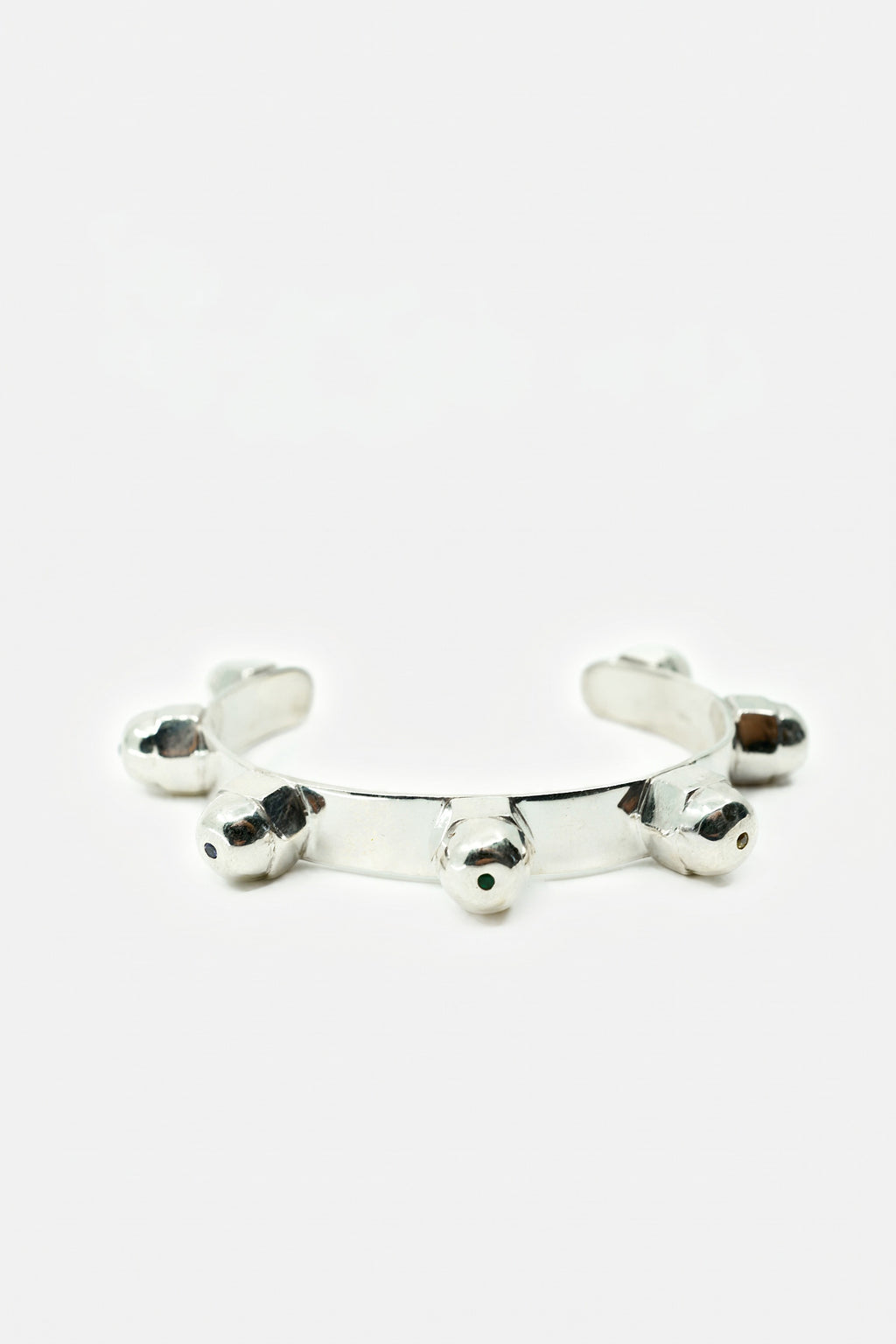 Black Diamond Cuff Stud Bracelet Silver