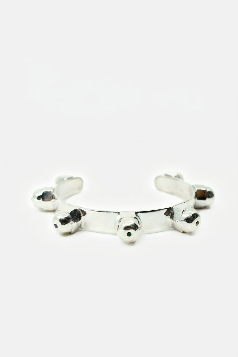 Black Diamond Cuff Stud Bracelet Silver