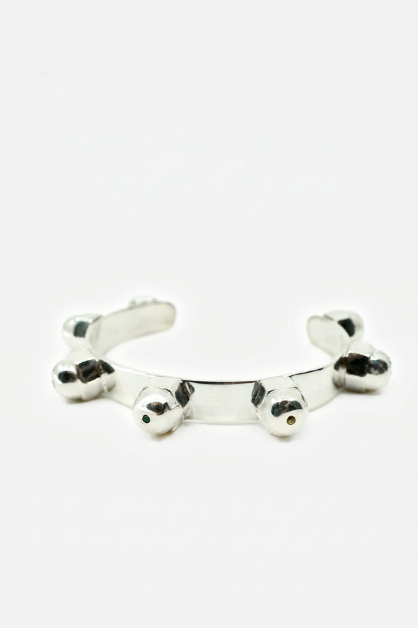 Black Diamond Cuff Stud Bracelet Silver
