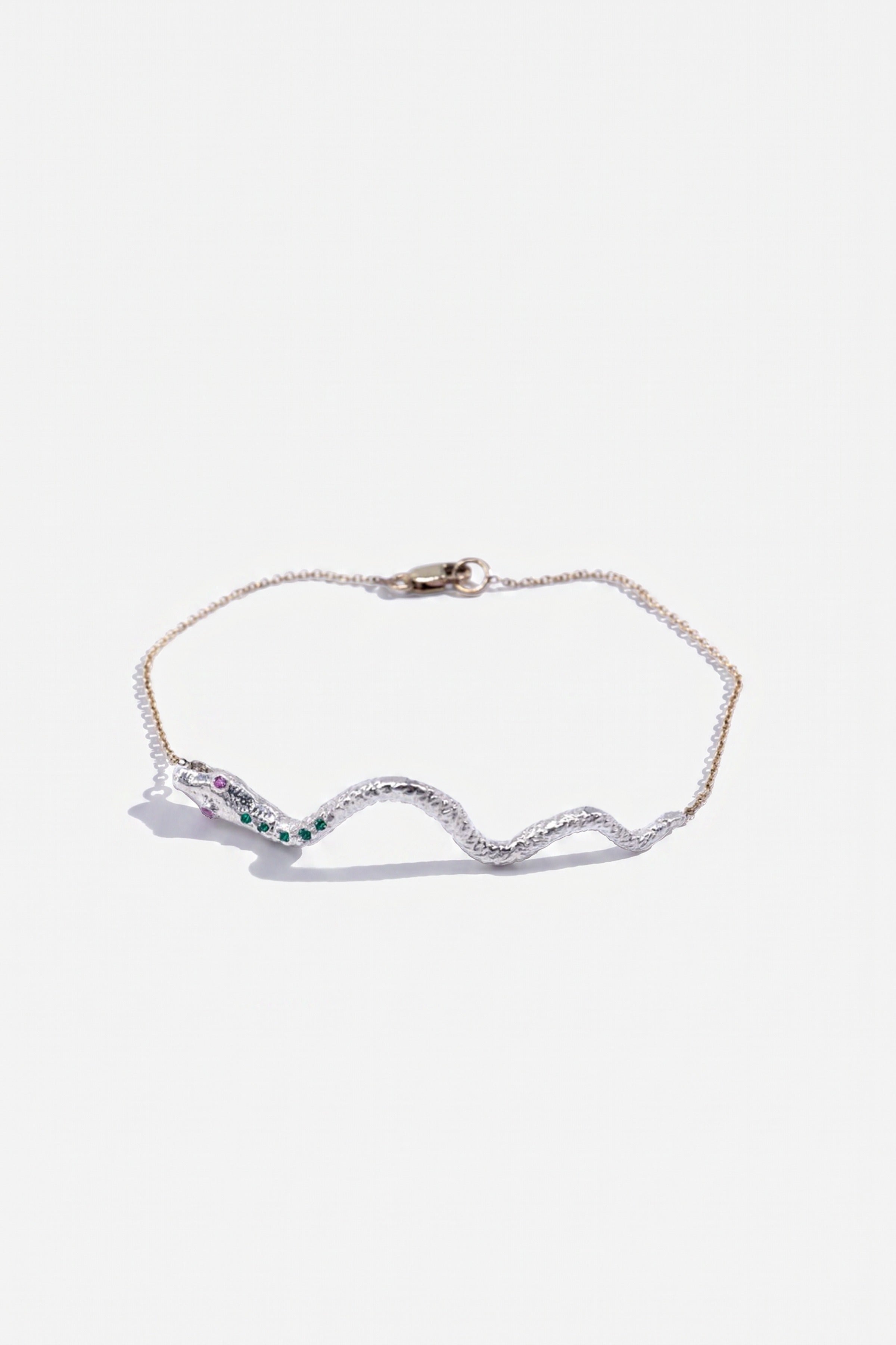 Emerald Pink Sapphire Snake Bracelet