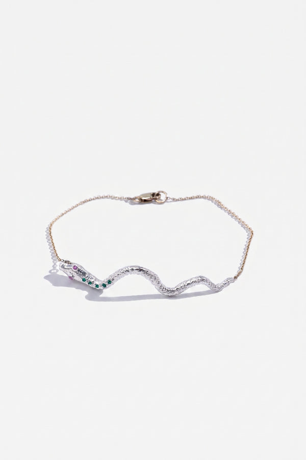 Emerald Pink Sapphire Snake Bracelet