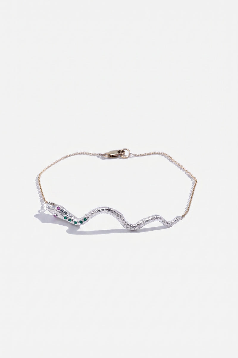 Emerald Pink Sapphire Snake Bracelet