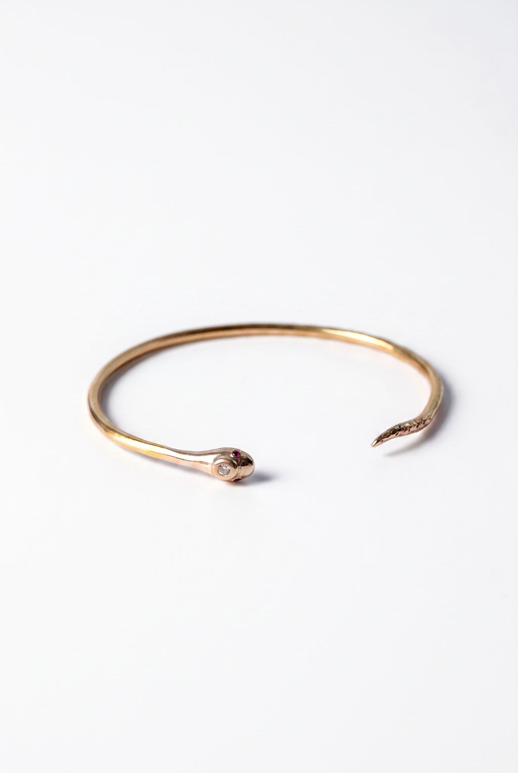 White Diamond Serpent Cuff Bracelet Gold