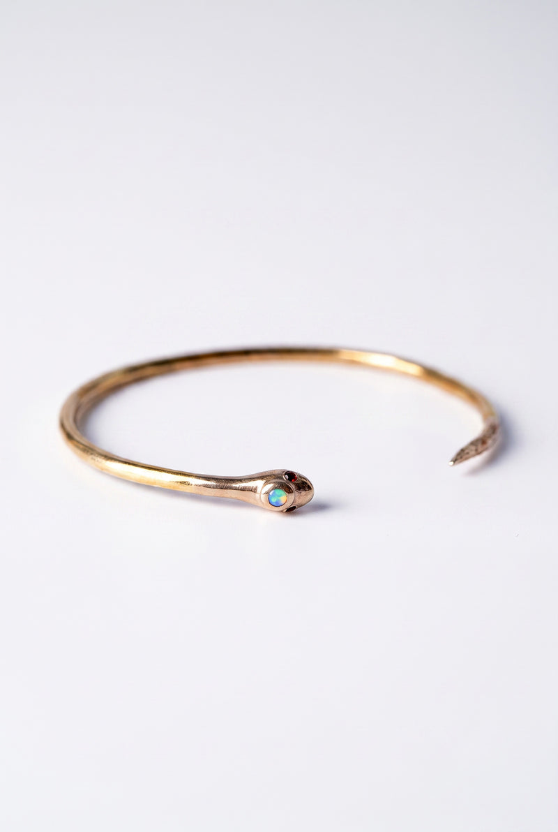 Opal Snake Cuff Gold Serpent Bracelet