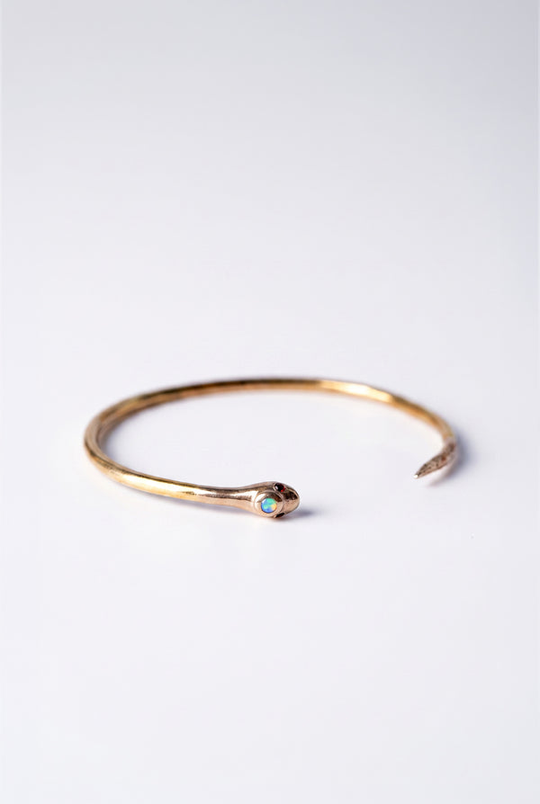 Opal Snake Cuff Gold Serpent Bracelet