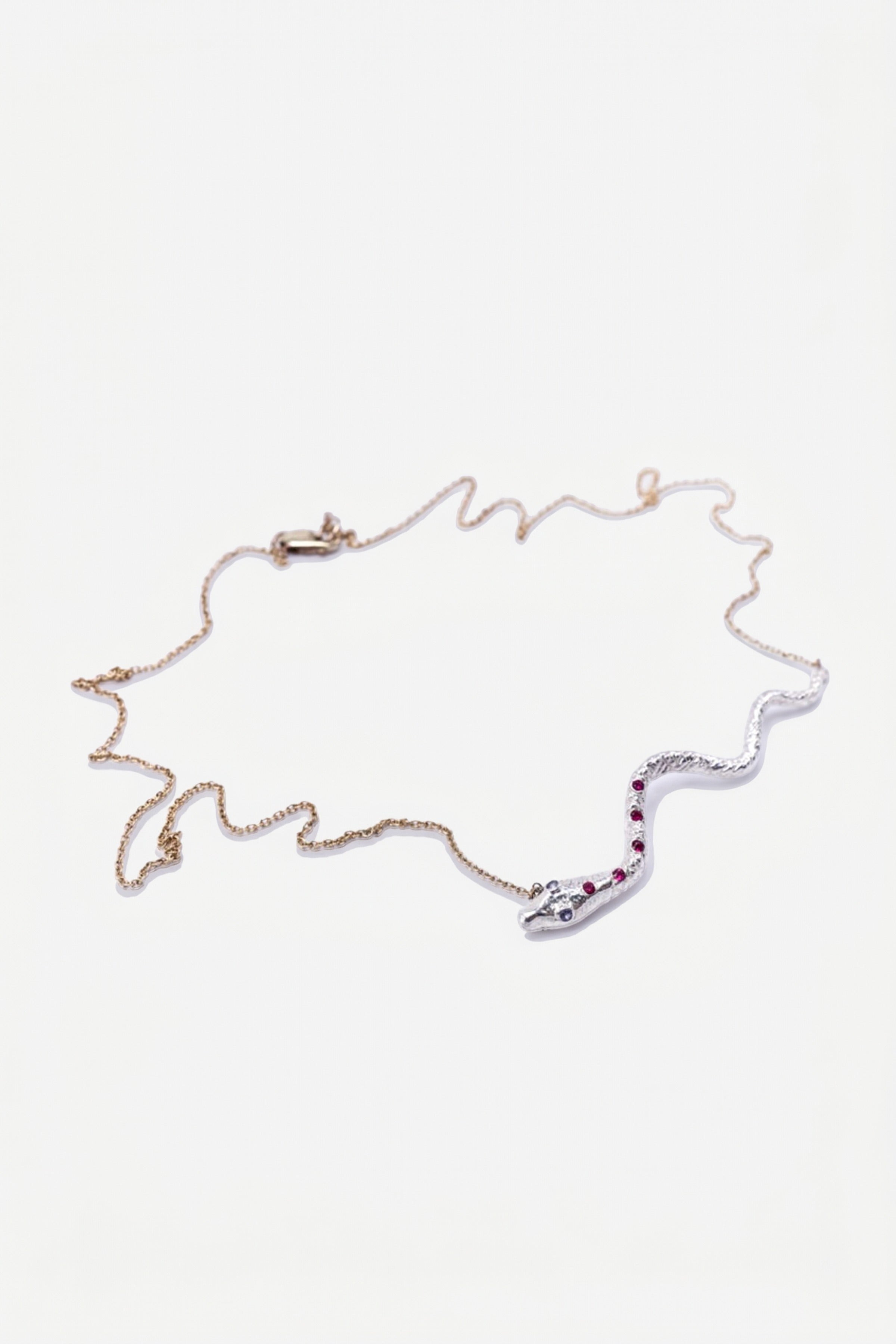 Snake Serpent Necklace Tanzanite Ruby Silver