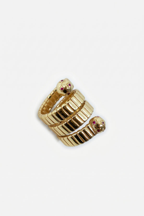 Gold Cocktail Ring Snake Ruby Serpent