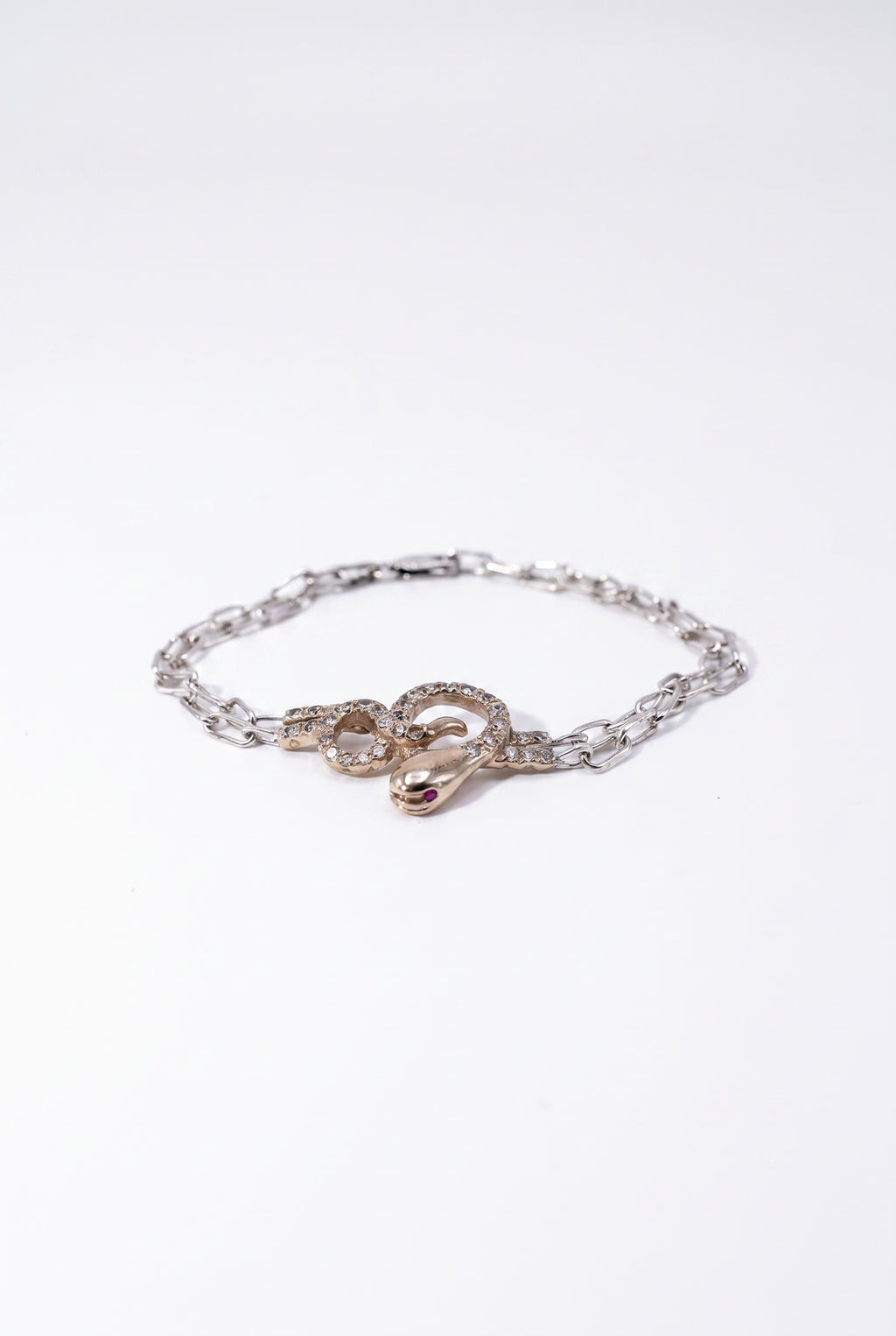 Diamond Snake Bracelet  Double Chain