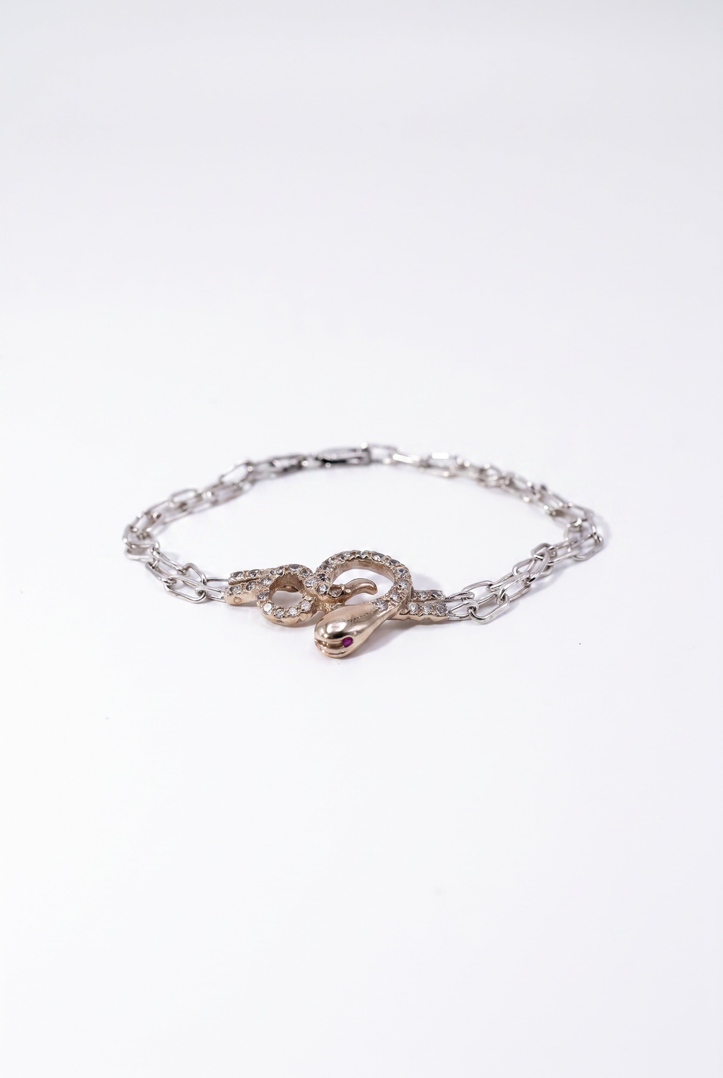 Diamond Snake Bracelet  Double Chain
