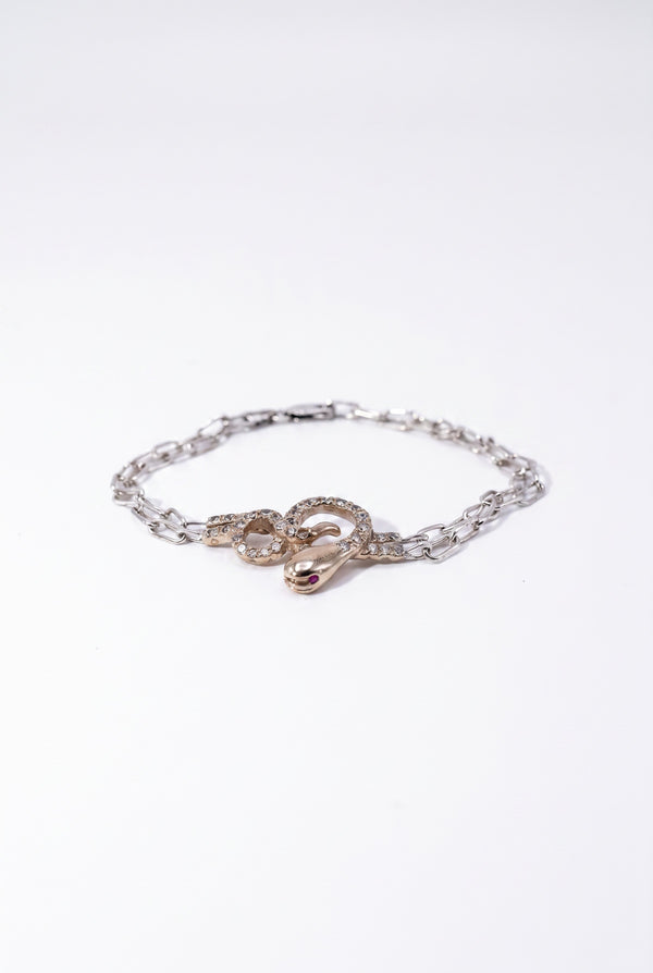 Diamond Snake Bracelet  Double Chain