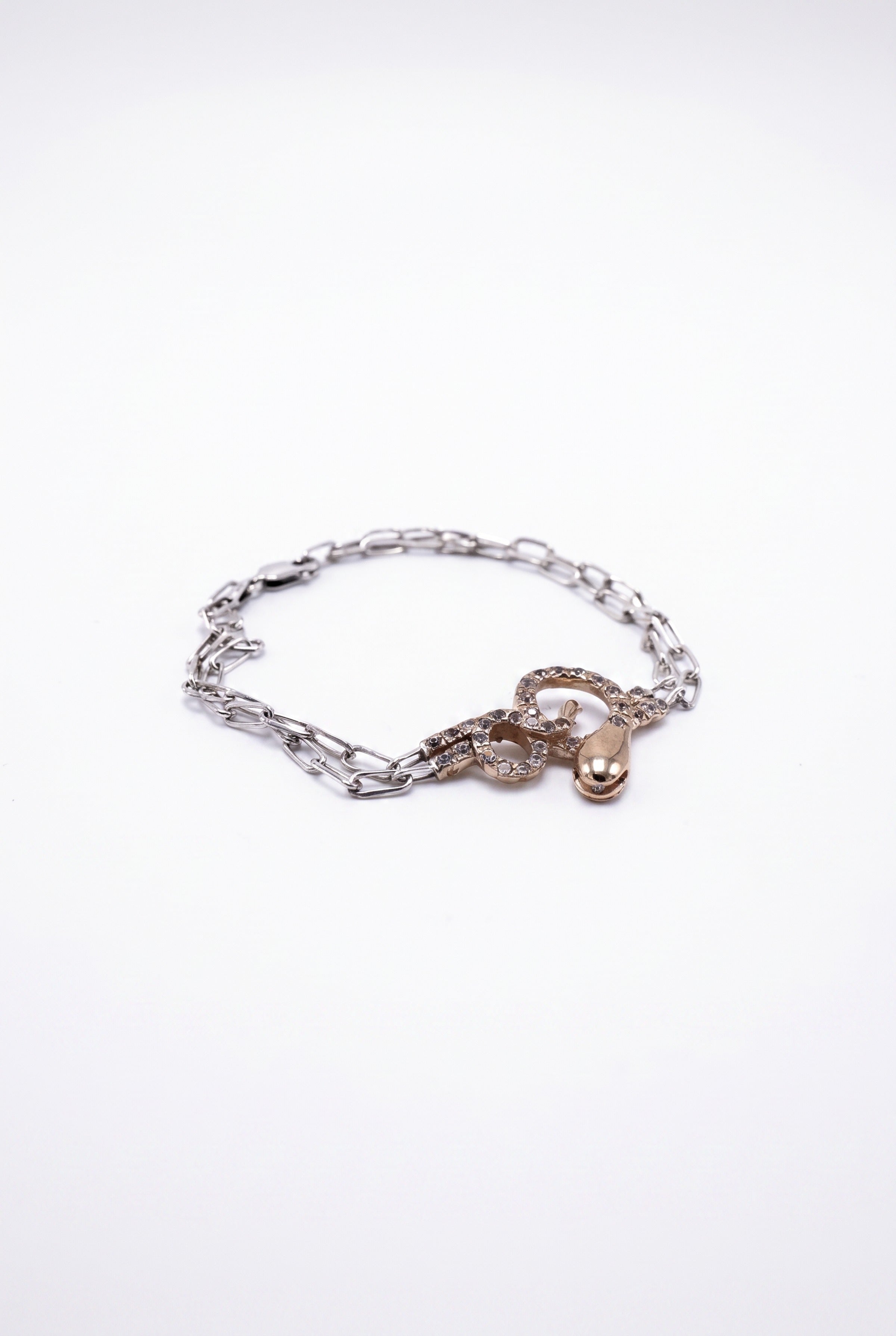 Diamond Snake Bracelet  Double Chain