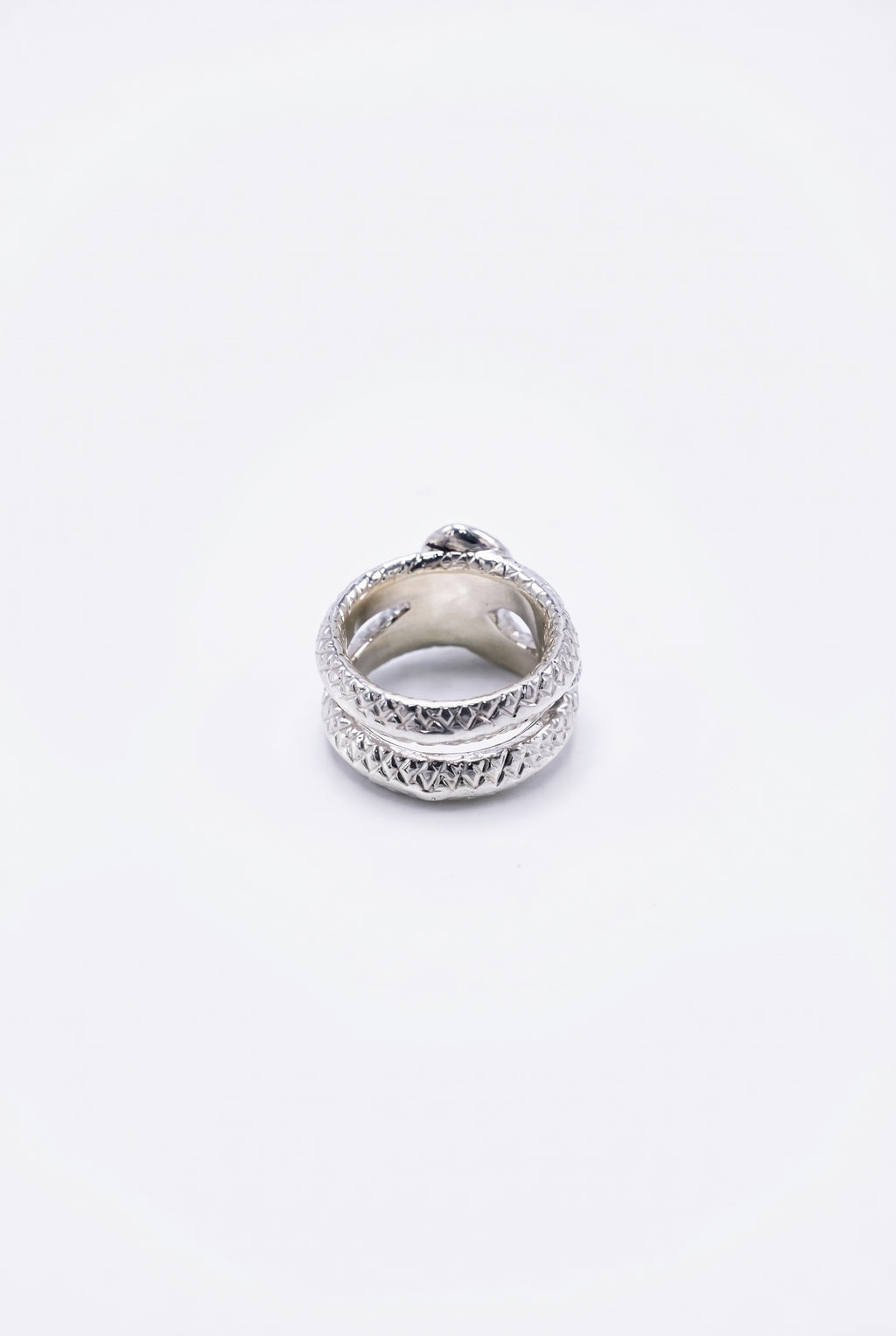 Diamond Snake Ring Double Band Silver