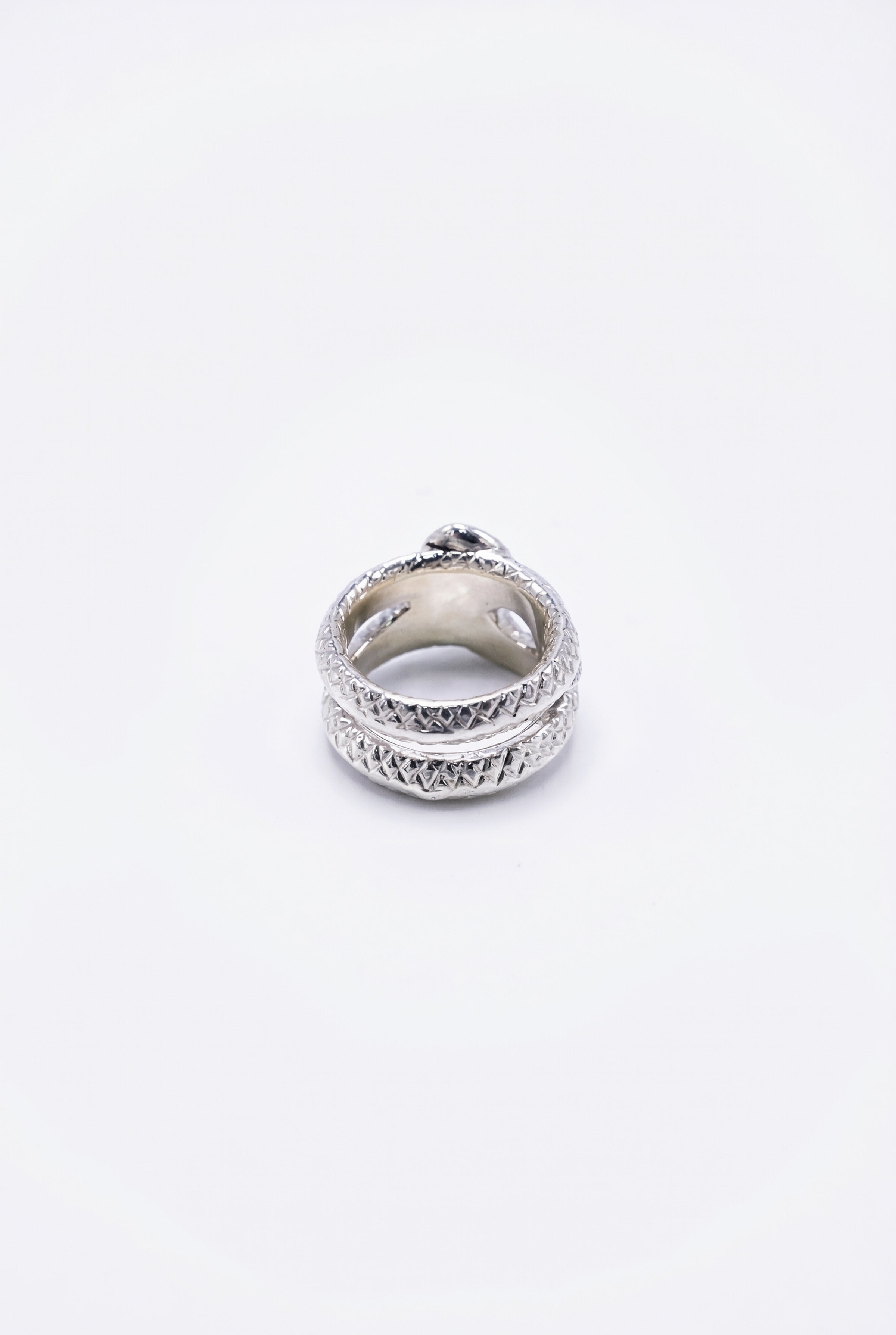 Diamond Snake Ring Double Band Silver