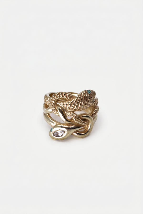 Snake Ring Topaz Emerald Ruby