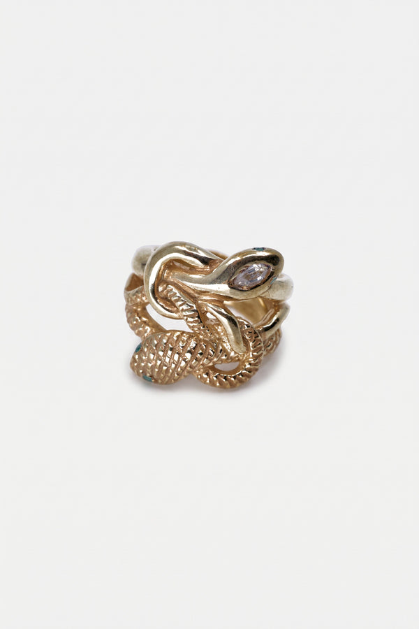 Snake Ring Topaz Emerald Ruby