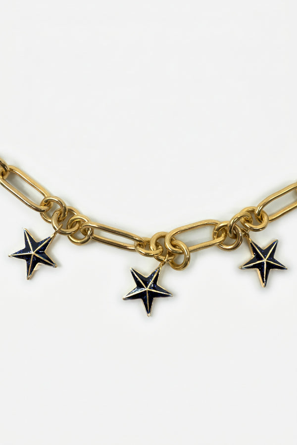 Star Charm Choker Necklace Midnight Blue Enamel