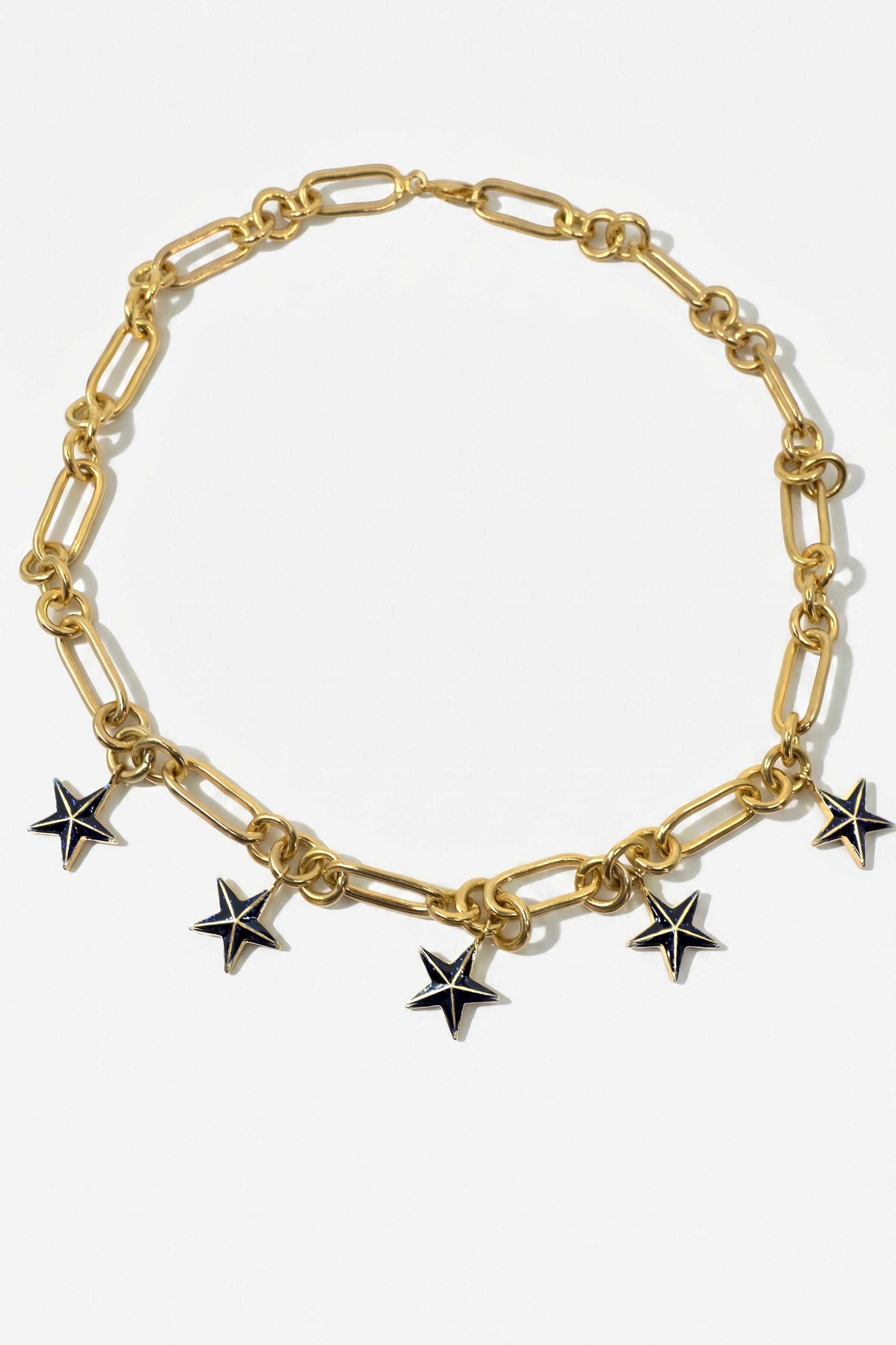 Star Charm Choker Necklace Midnight Blue Enamel