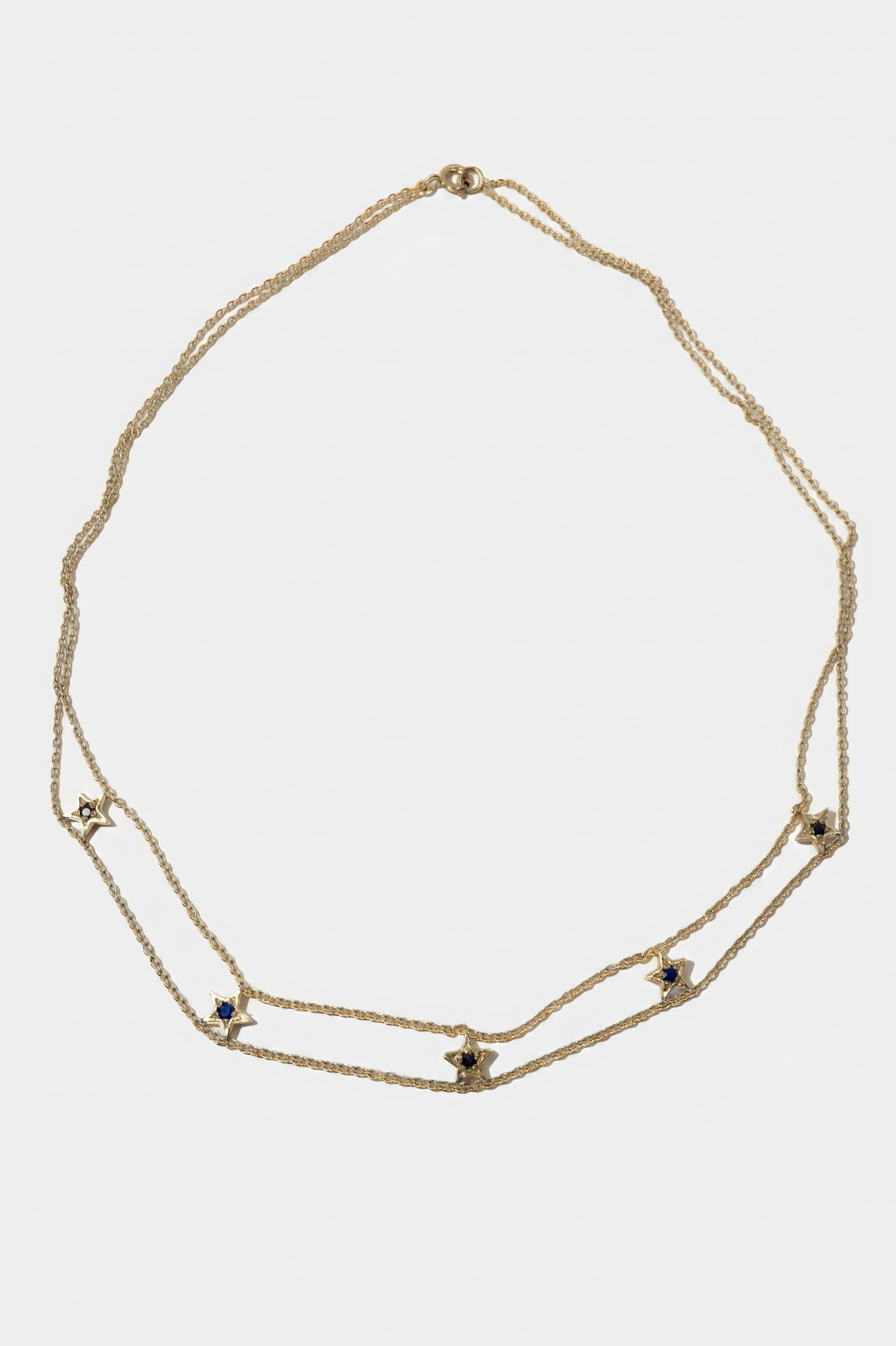 Gold Star Choker Necklace Black Diamond Blue Sapphire
