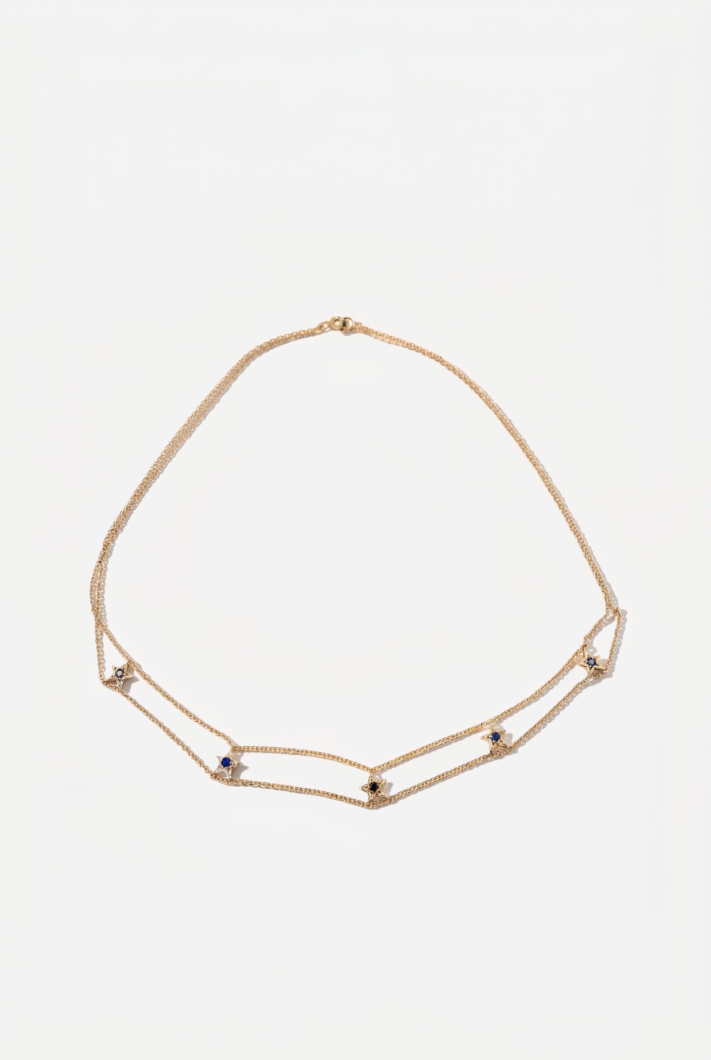 Gold Star Choker Necklace Black Diamond Blue Sapphire