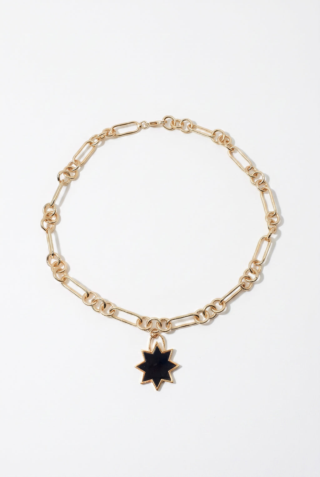 Star Choker Necklace Black Onyx Gold