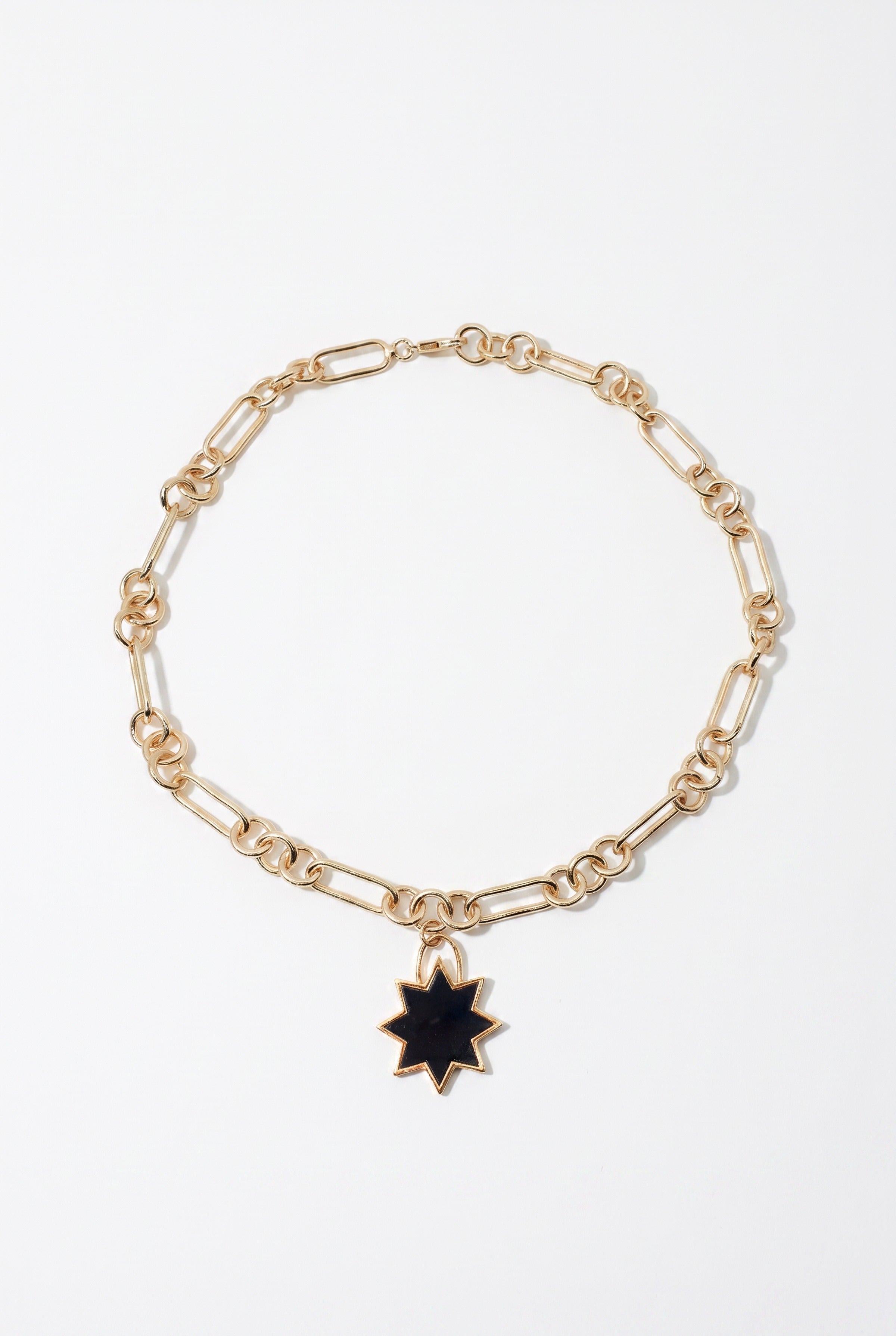 Star Choker Necklace Black Onyx Gold