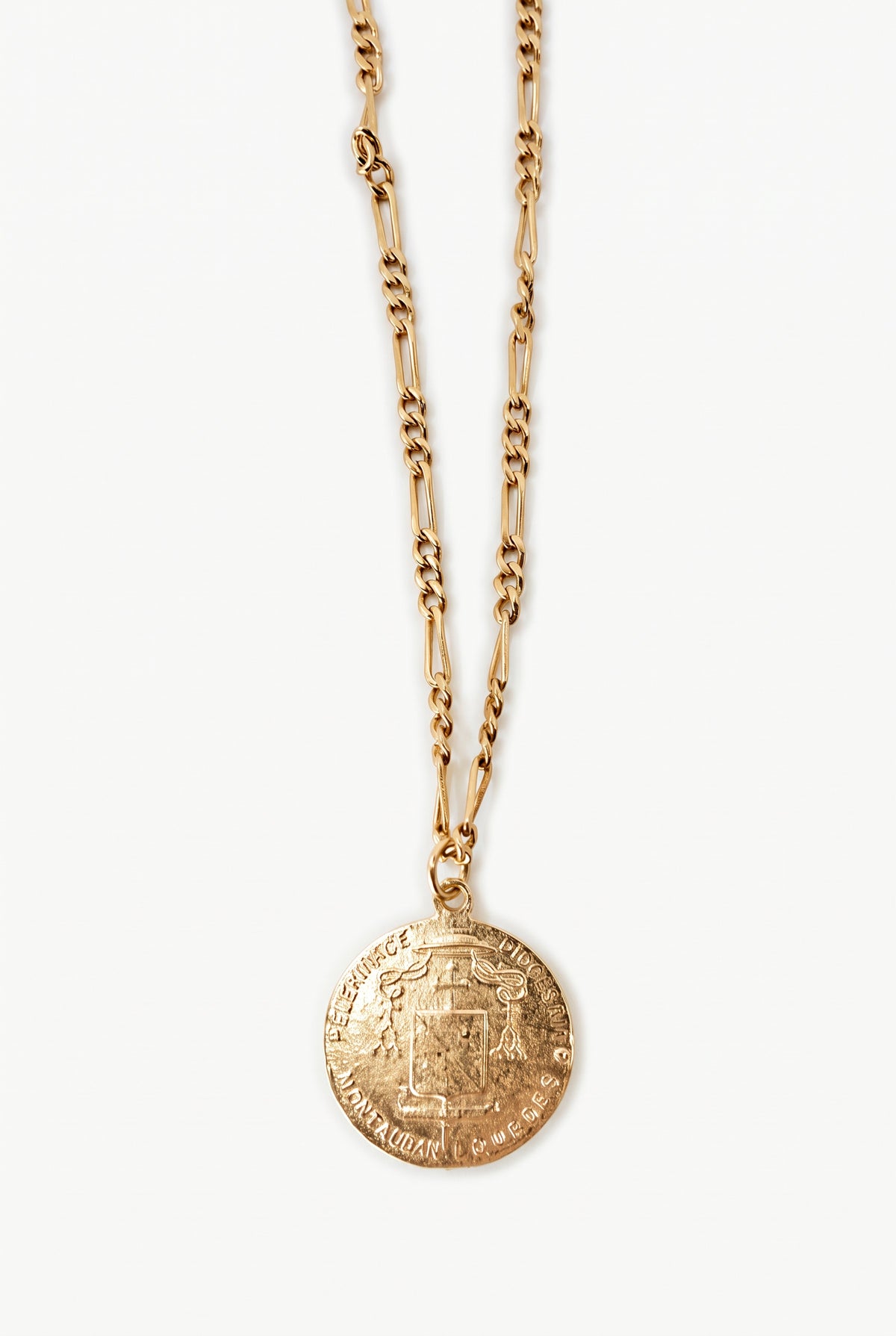 Tanzanite Gold Medal Necklace Figaro Chain