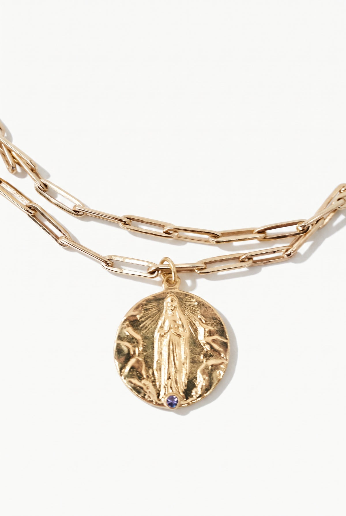 Gold Medal Tanzanite Necklace Paperclip Chain