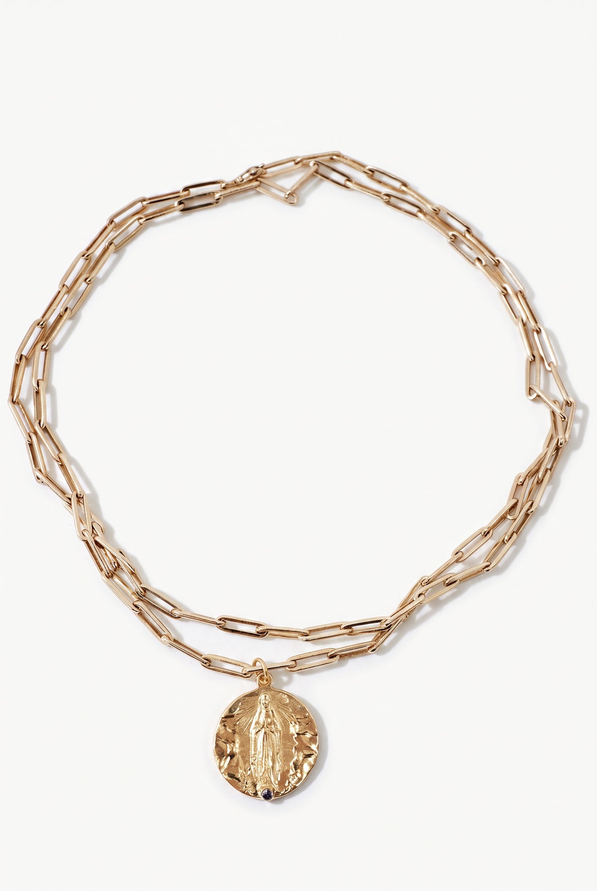 Gold Medal Tanzanite Necklace Paperclip Chain