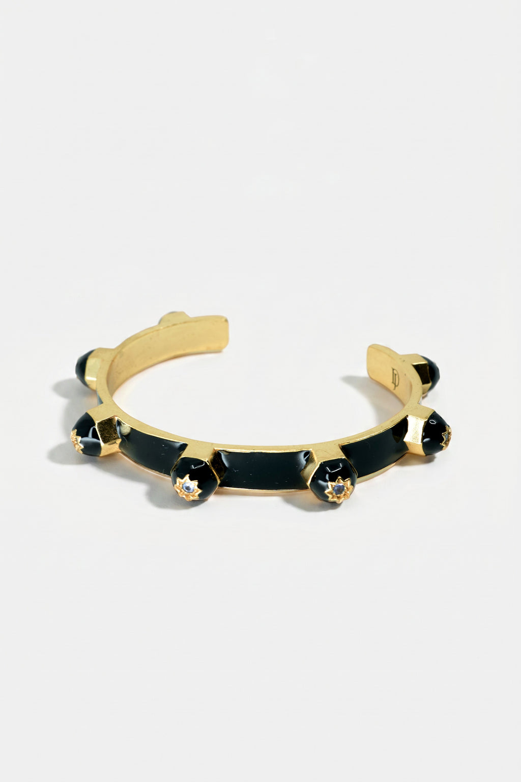 Brutalist Tanzanite Star Stud Cuff Bracelet Black Enamel