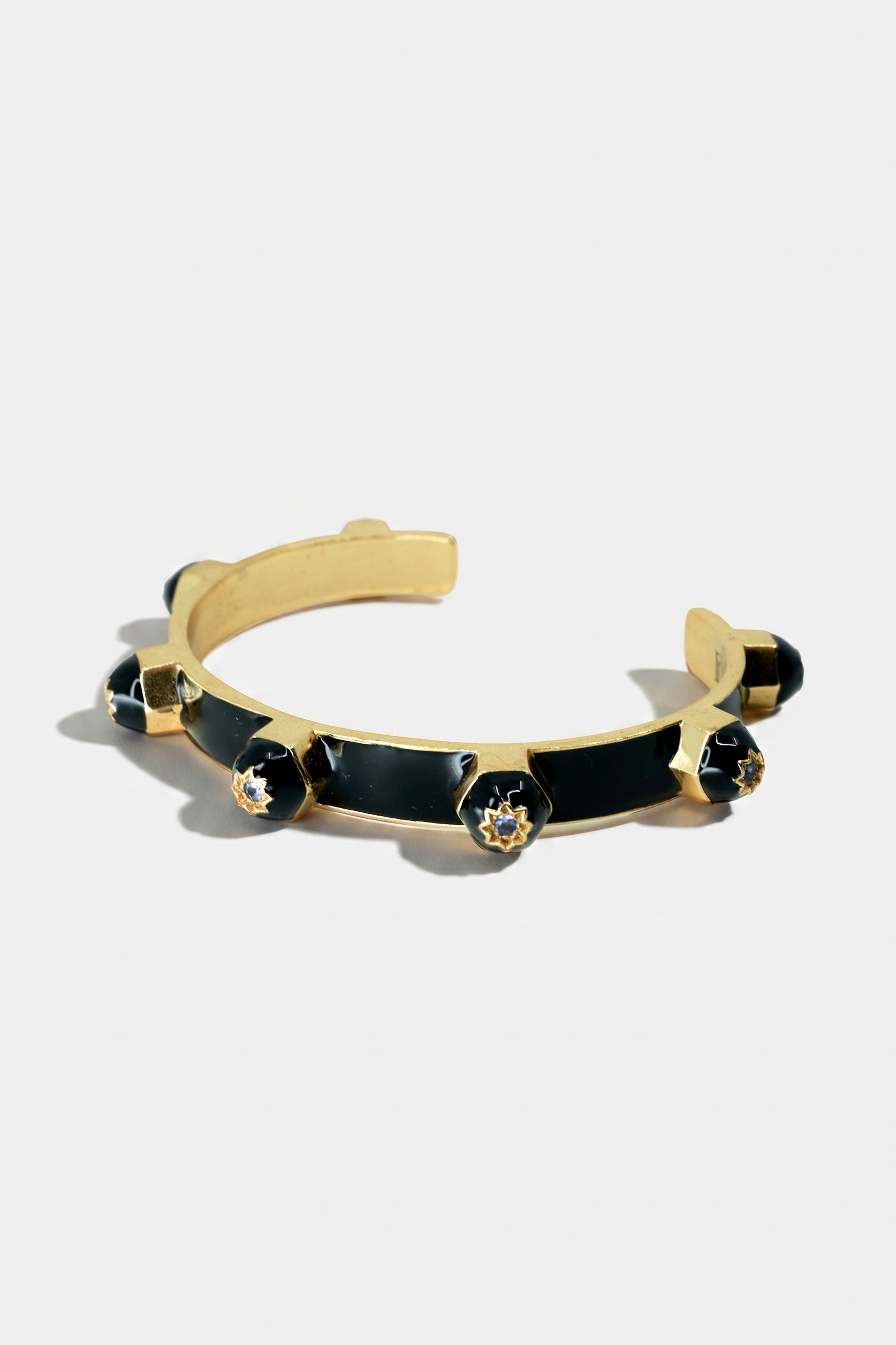Brutalist Tanzanite Star Stud Cuff Bracelet Black Enamel