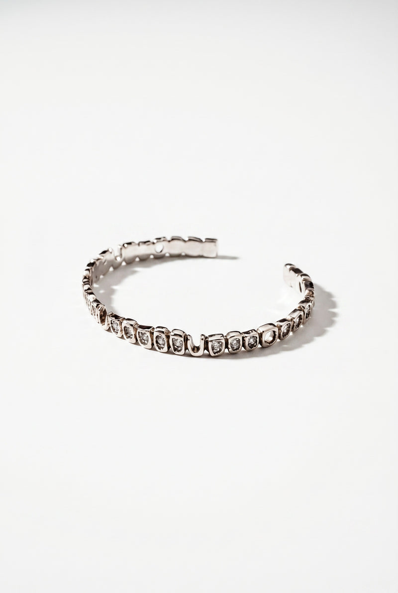 Teeth Cuff Bracelet White Diamond Gold Sculptural