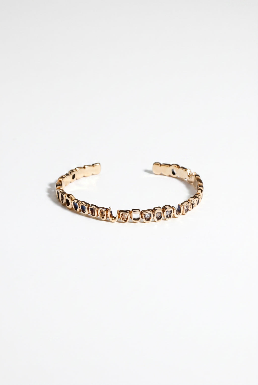 Teeth Cuff Bracelet White Diamond Gold Sculptural