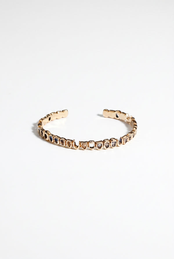 Teeth Cuff Bracelet White Diamond Gold Sculptural