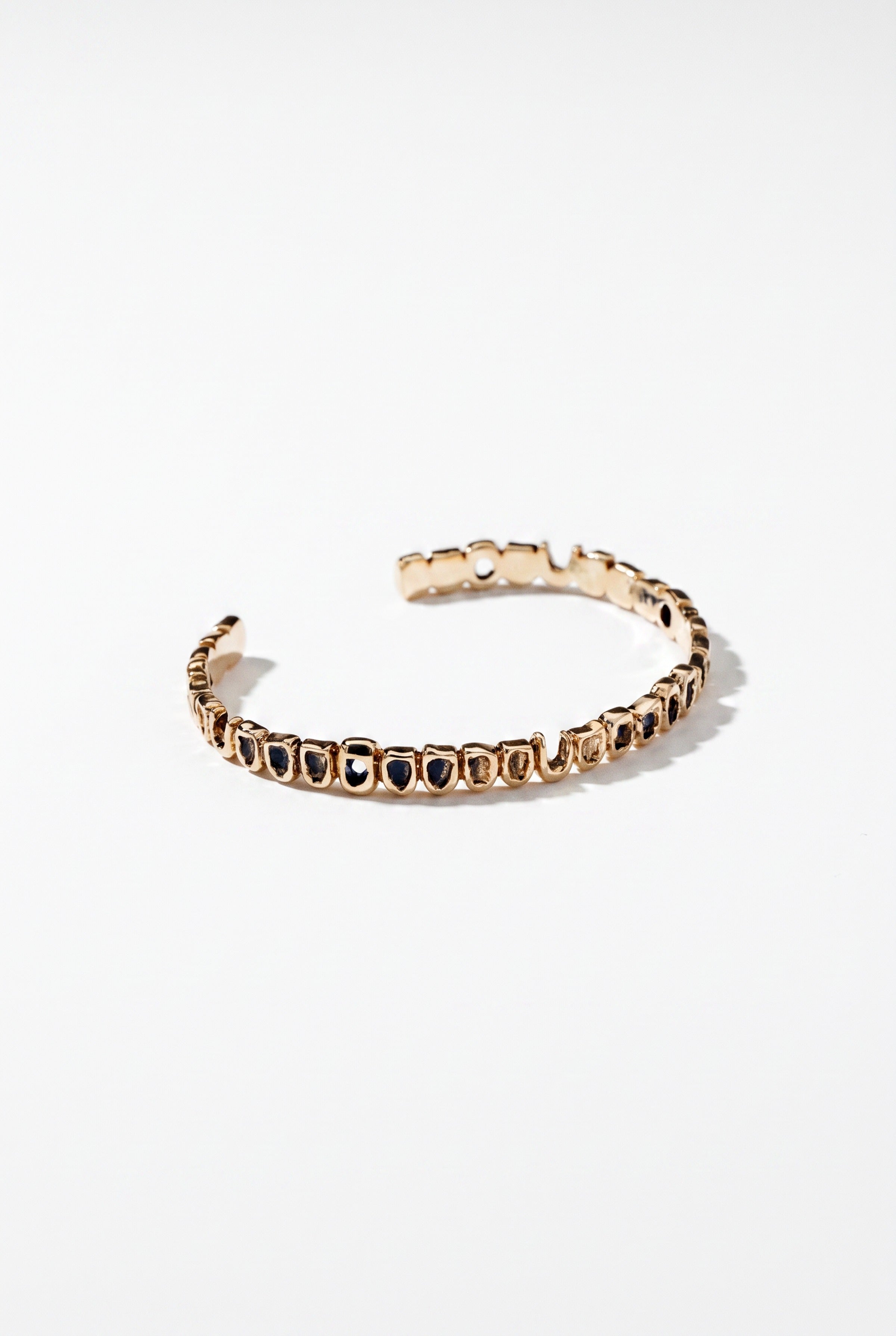 Teeth Cuff Bracelet White Diamond Gold Sculptural
