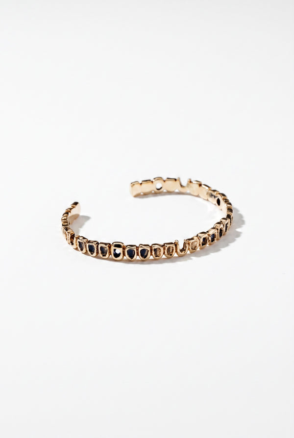 Teeth Cuff Bracelet White Diamond Gold Sculptural