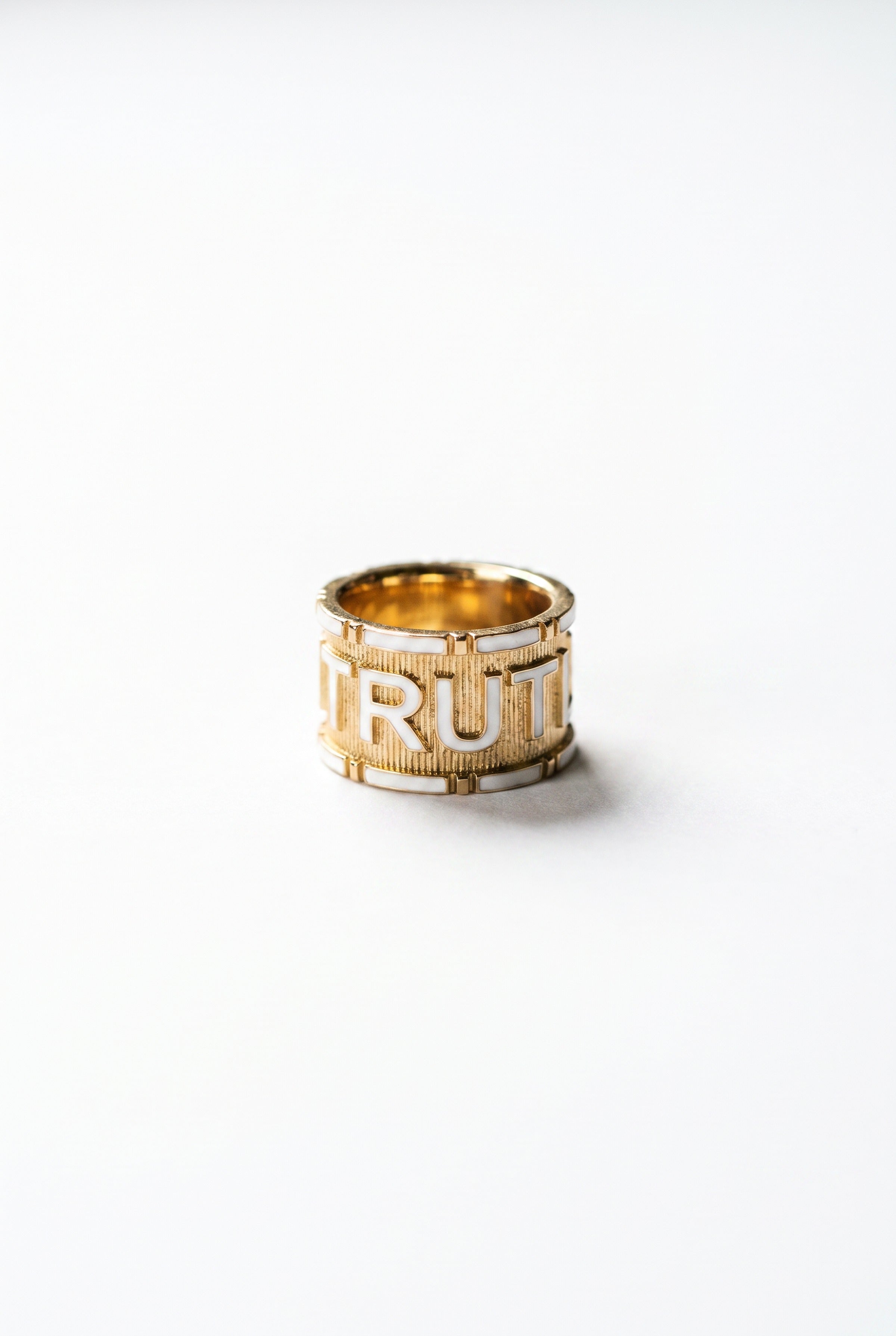 White Enamel Truth Enamel Ring