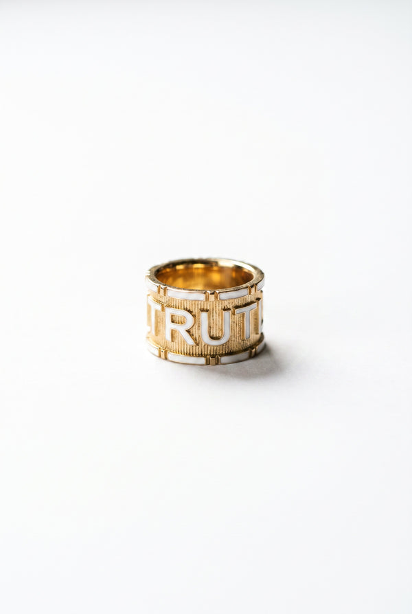 White Enamel Truth Enamel Ring