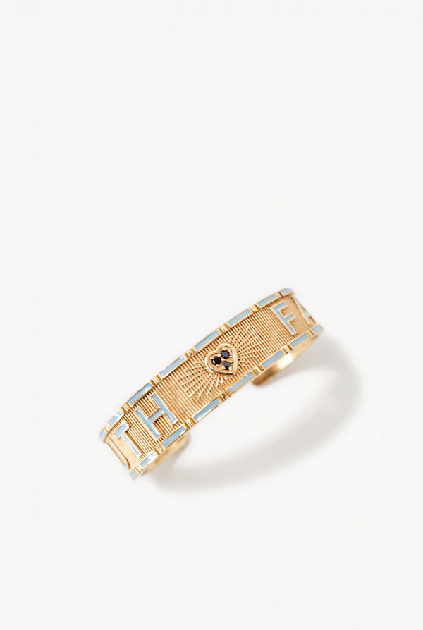 Truth Faith Cuff Bracelet Black Diamond Heart Light Blue