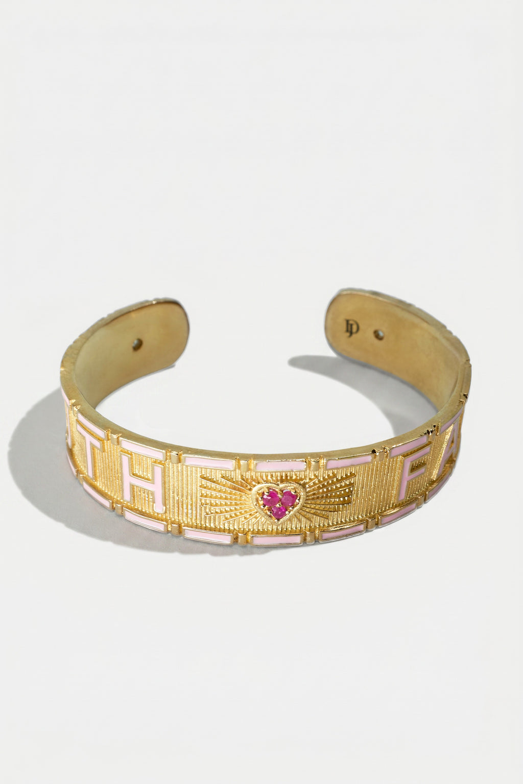 Light Pink Enamel Cuff Ruby Truth Faith Bracelet