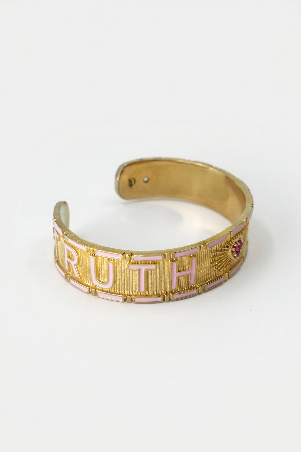 Light Pink Enamel Cuff Ruby Truth Faith Bracelet
