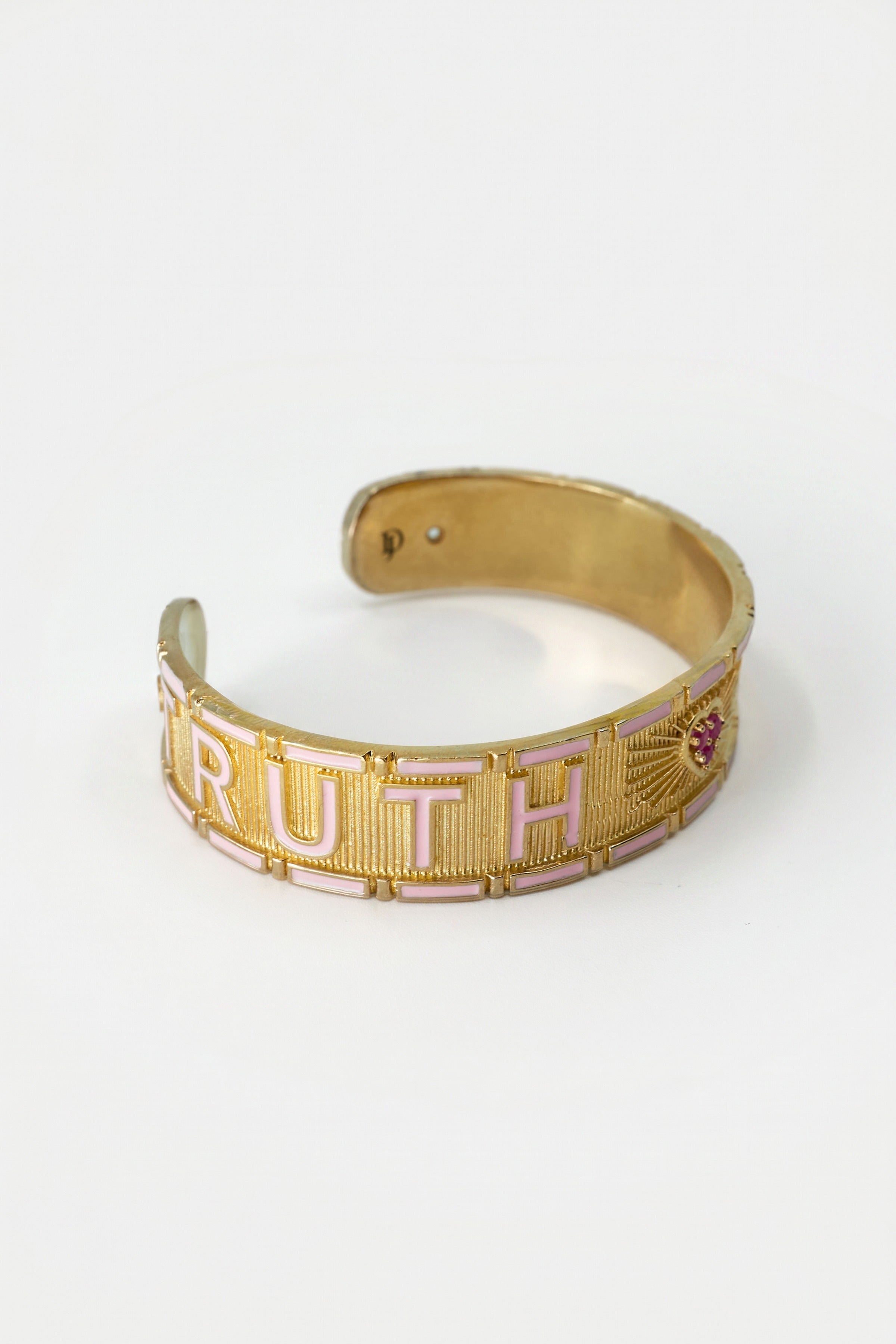 Light Pink Enamel Cuff Ruby Truth Faith Bracelet