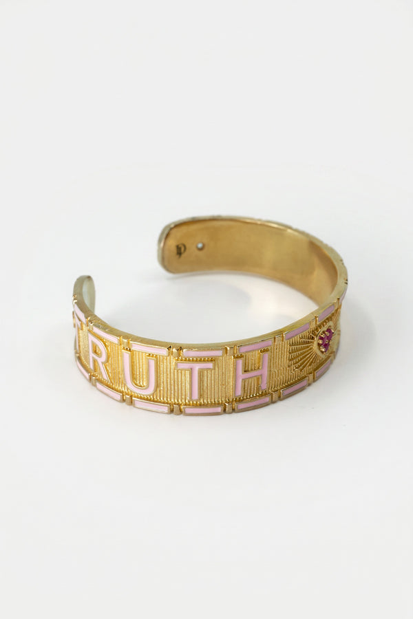 Light Pink Enamel Cuff Ruby Truth Faith Bracelet