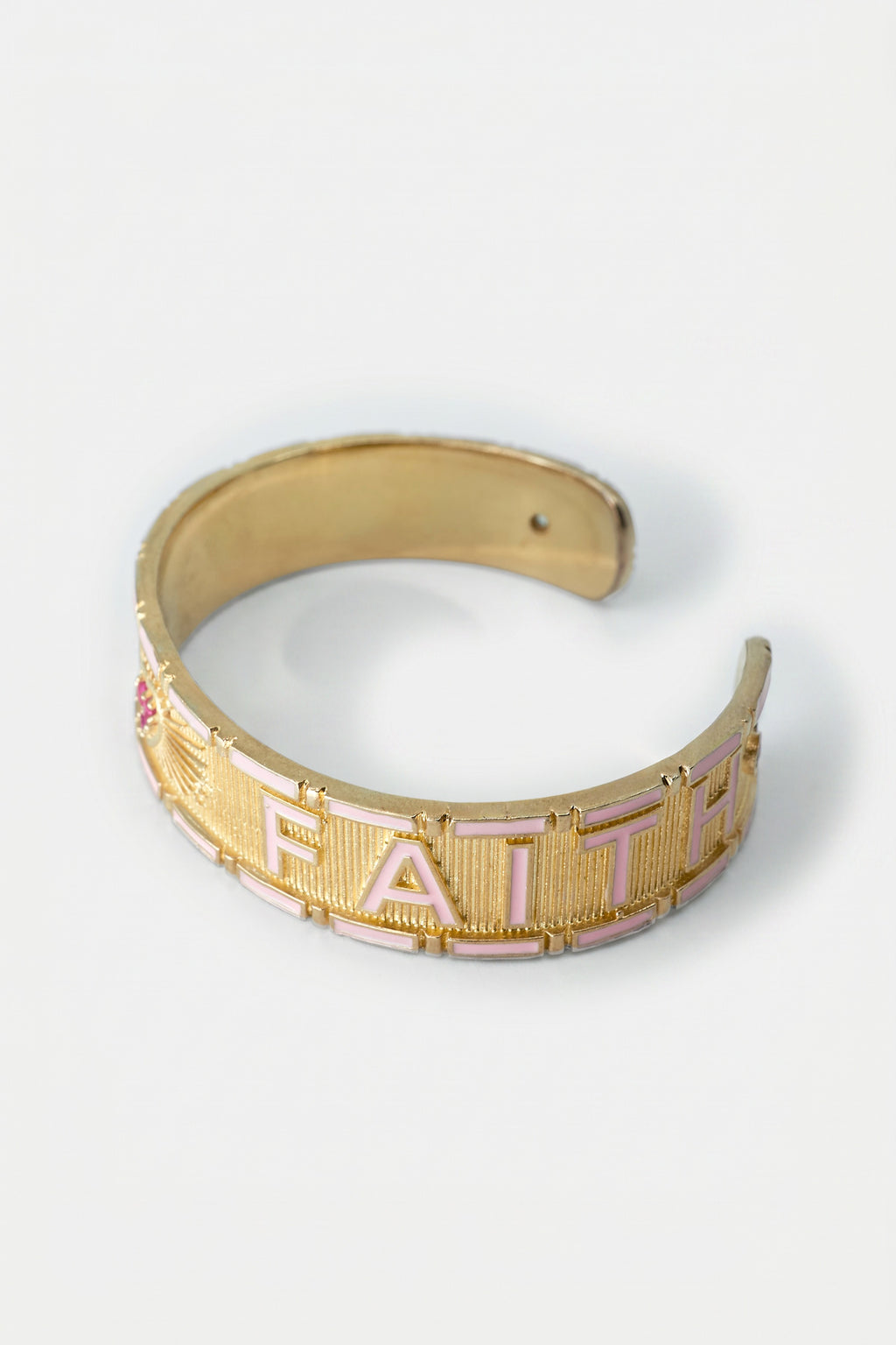Light Pink Enamel Cuff Ruby Truth Faith Bracelet