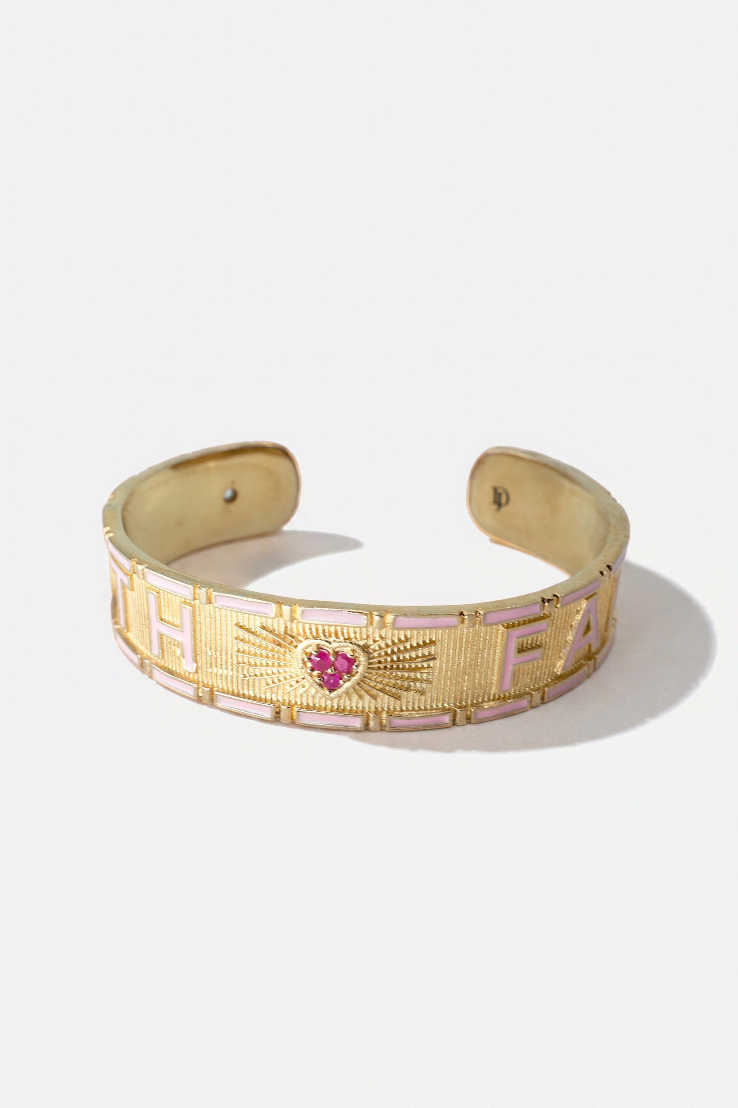 Light Pink Enamel Cuff Ruby Truth Faith Bracelet