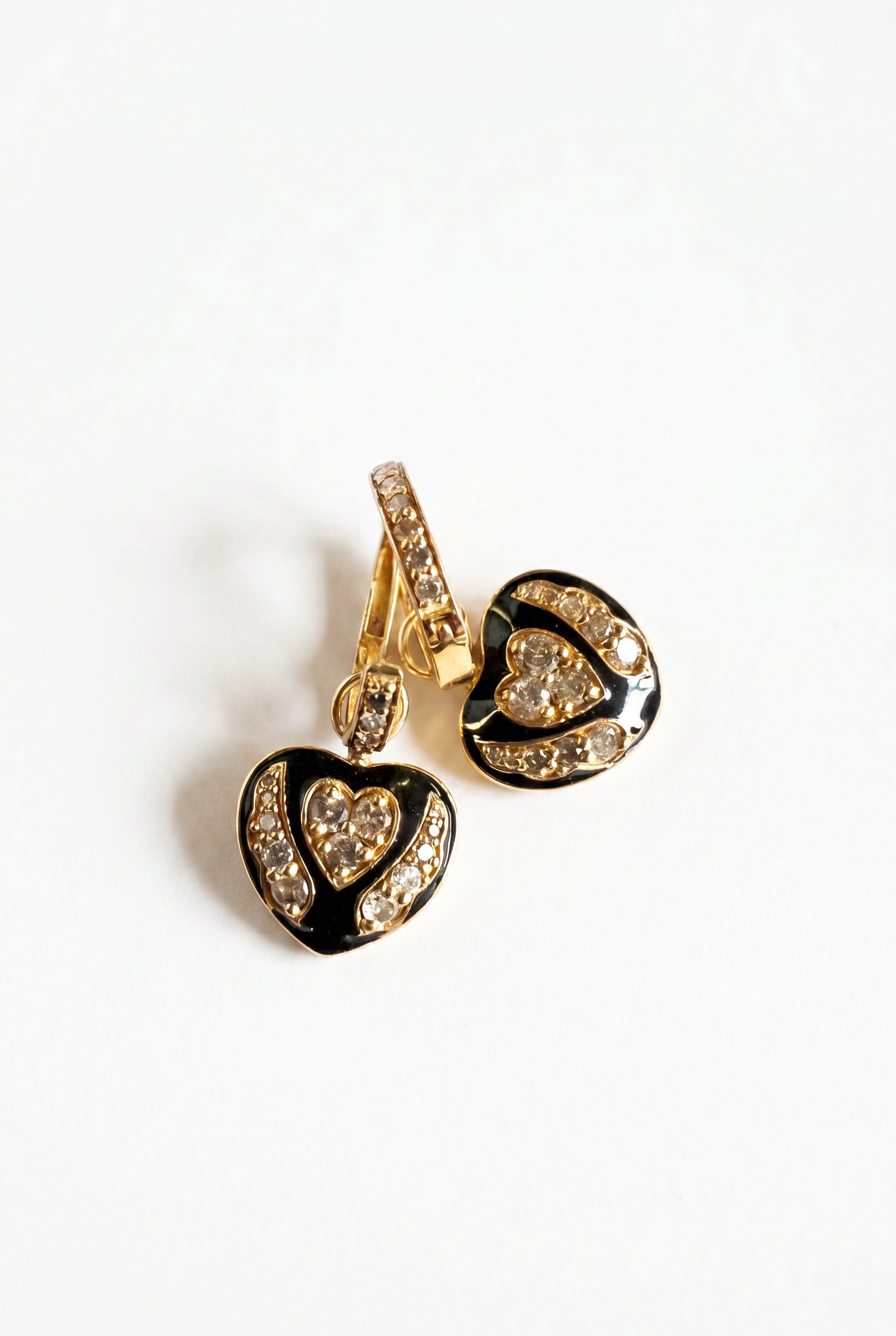 White Diamond Heart Earring Hoops
