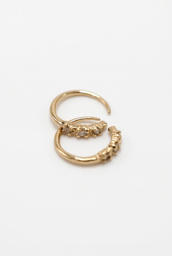 White Diamond Huggie Earrings Gold
