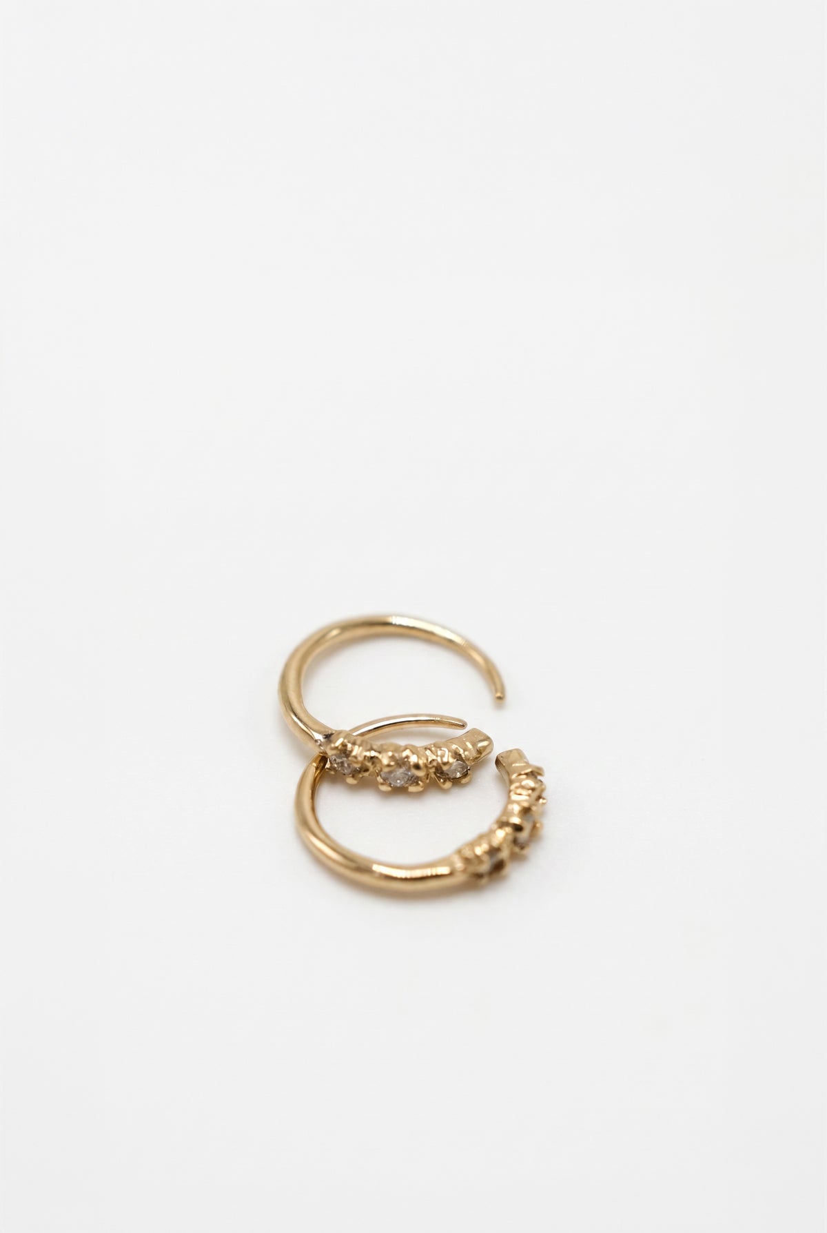 White Diamond Huggie Earrings Gold