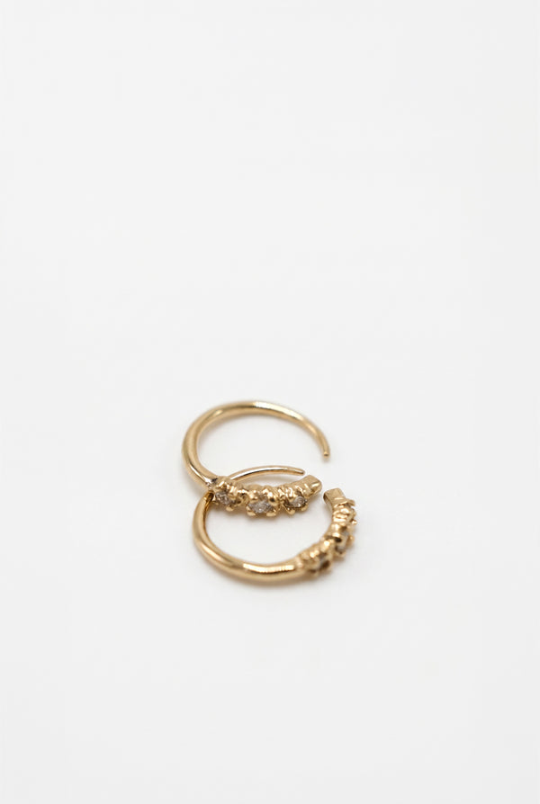 White Diamond Huggie Earrings Gold